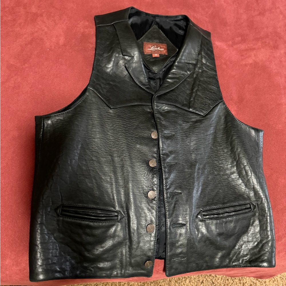 Lucchese Black Leather Vest